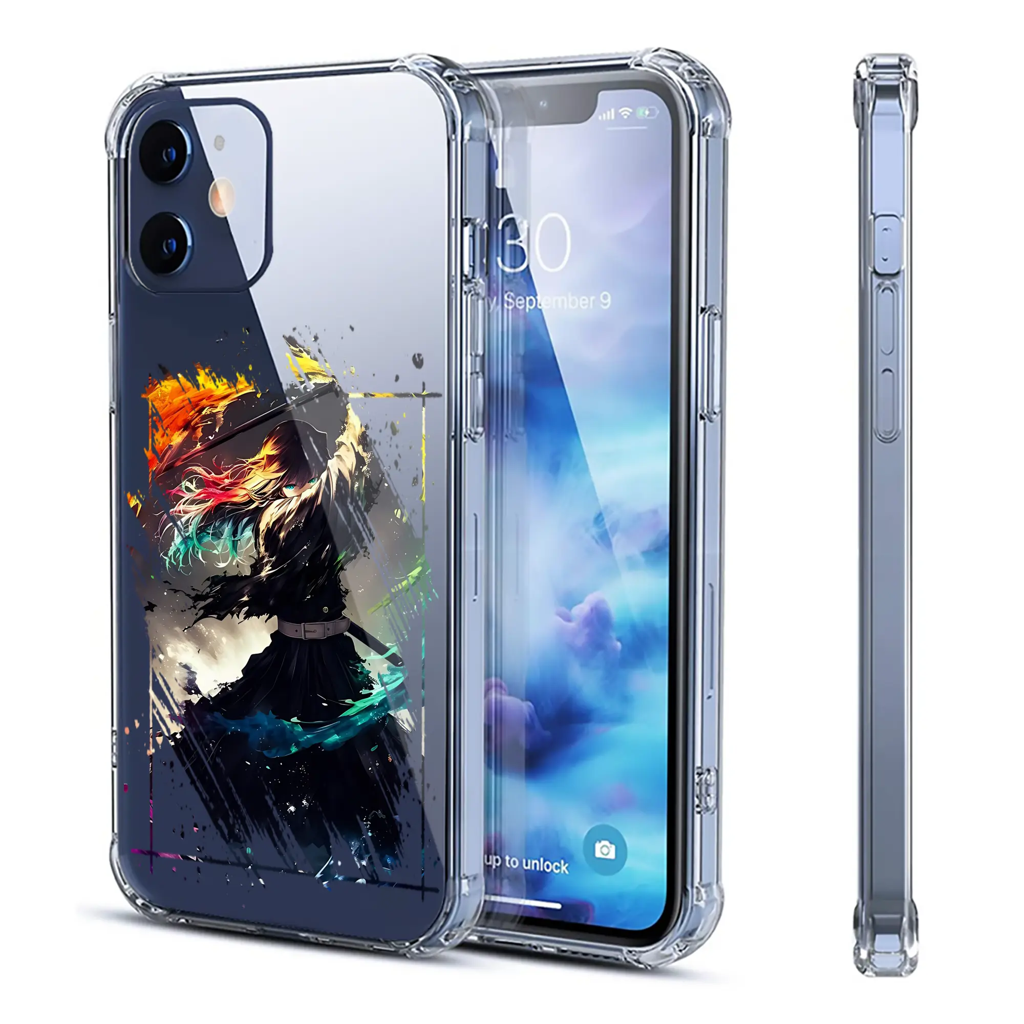 鬼滅の刃 グッズ,時透 無一郎 - IPhone 12シリーズ対応 ・ 透明スマホケース ・ クリアソフトケース ・ TPU素材 ・ 耐衝撃 ・ 高密着 ・ 防汚 防指紋 ・ 簡単着脱